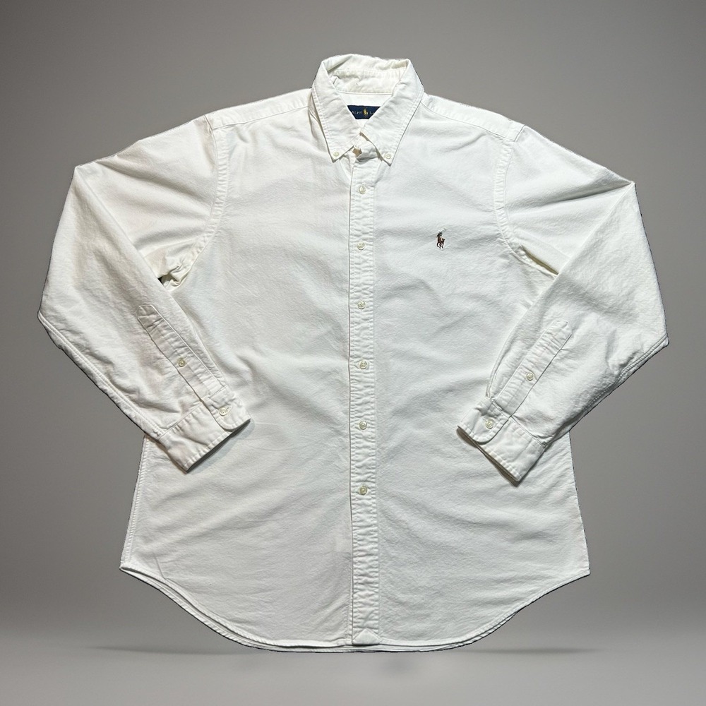 Polo Ralph Lauren Shirt Mens Large White Oxford Cotton Long Sleeve Button Down L